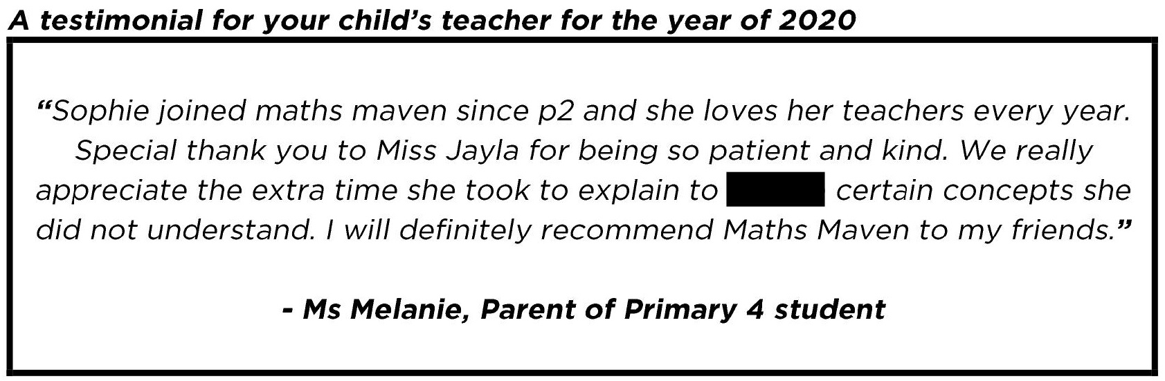 "...definitely recommend Maths Maven to my friends."