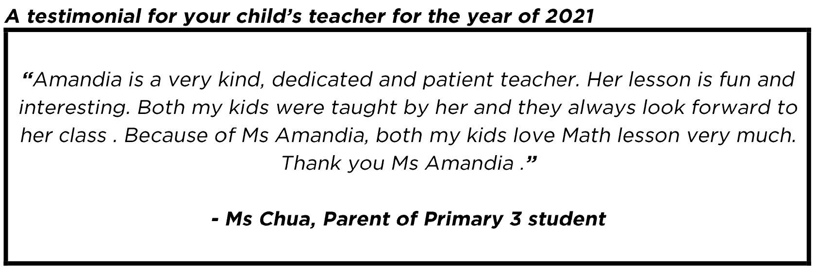 "... very kind, dedicated and patient teacher. Her lesson is fun and interesting."