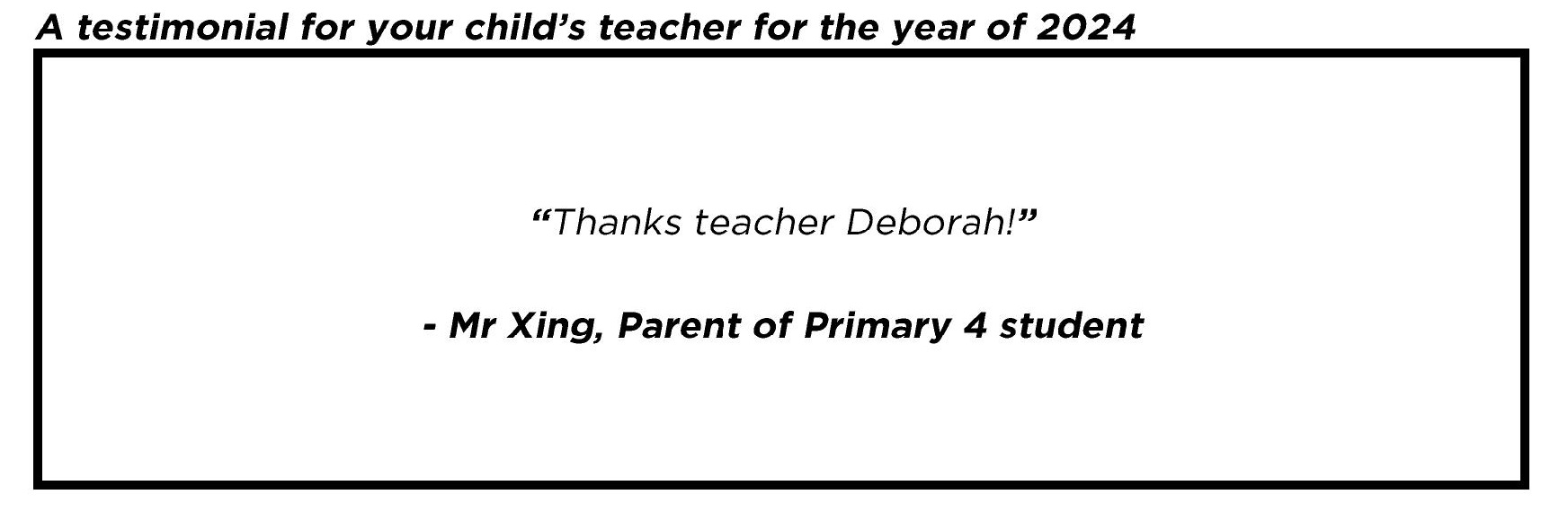 " Thanks teacher Deborah! "