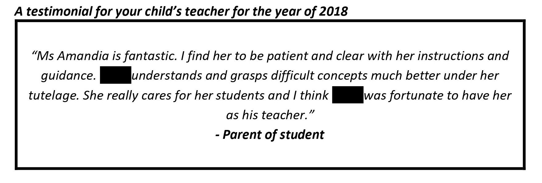 “Ms Amandia is fantastic. I find her to be patient and clear with her instructions and guidance..."