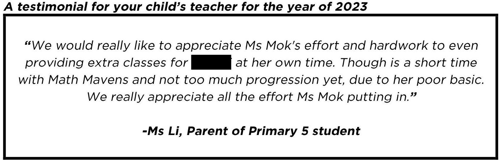 "..appreciate all the effort Ms Mok putting in."